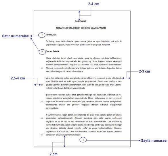 Tarifname / İstem / Özet sayfalarının kenar marjları